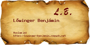 Lőwinger Benjámin névjegykártya